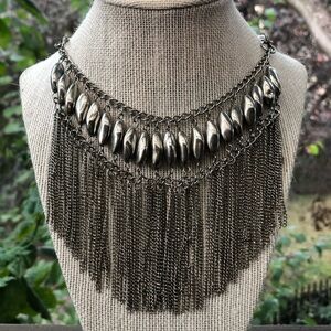 Fabulous Stella & Dot Statement Silver Bib Necklace